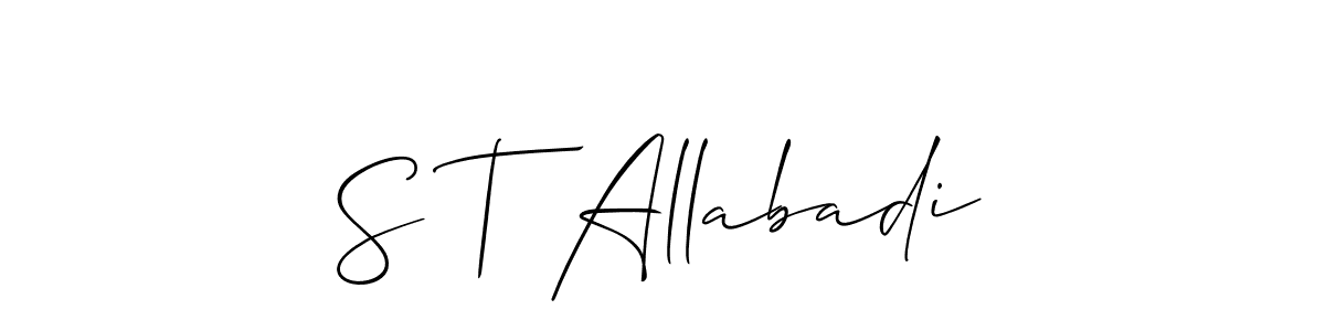 Also You can easily find your signature by using the search form. We will create S T Allabadi name handwritten signature images for you free of cost using Allison_Script sign style. S T Allabadi signature style 2 images and pictures png