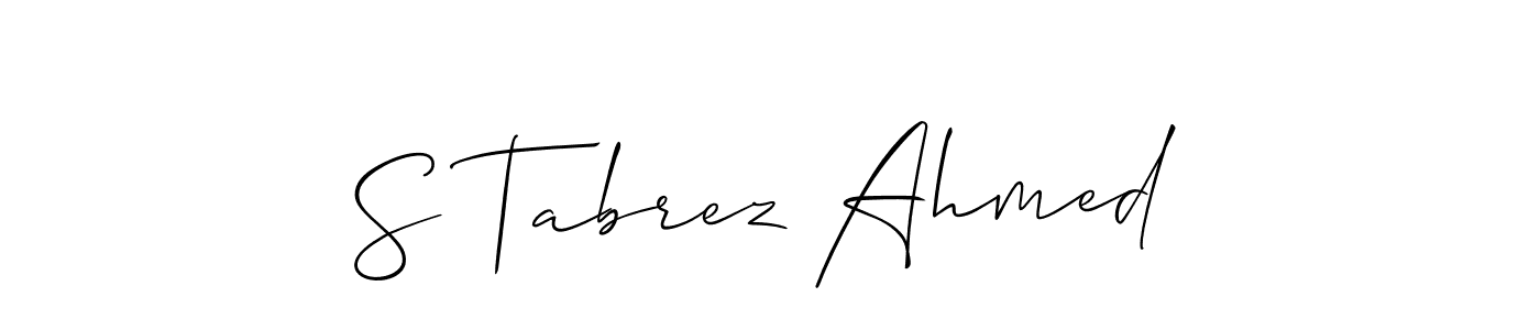 Make a short S Tabrez Ahmed signature style. Manage your documents anywhere anytime using Allison_Script. Create and add eSignatures, submit forms, share and send files easily. S Tabrez Ahmed signature style 2 images and pictures png