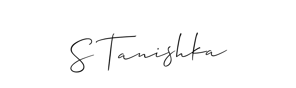 if you are searching for the best signature style for your name S Tanishka. so please give up your signature search. here we have designed multiple signature styles  using Allison_Script. S Tanishka signature style 2 images and pictures png