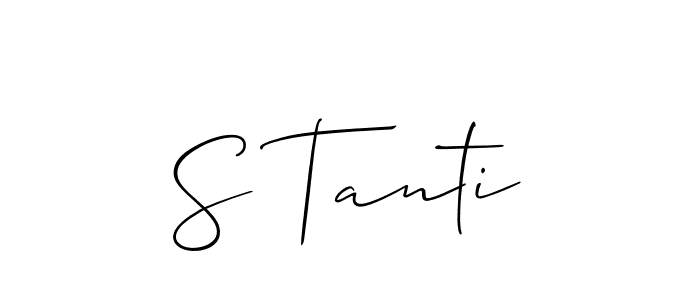 Use a signature maker to create a handwritten signature online. With this signature software, you can design (Allison_Script) your own signature for name S Tanti. S Tanti signature style 2 images and pictures png