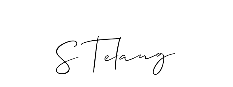 Use a signature maker to create a handwritten signature online. With this signature software, you can design (Allison_Script) your own signature for name S Telang. S Telang signature style 2 images and pictures png