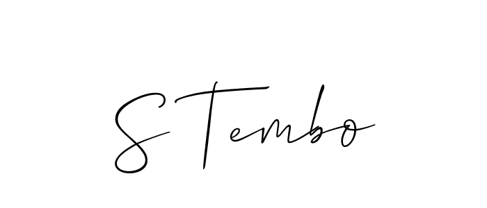 Similarly Allison_Script is the best handwritten signature design. Signature creator online .You can use it as an online autograph creator for name S Tembo. S Tembo signature style 2 images and pictures png