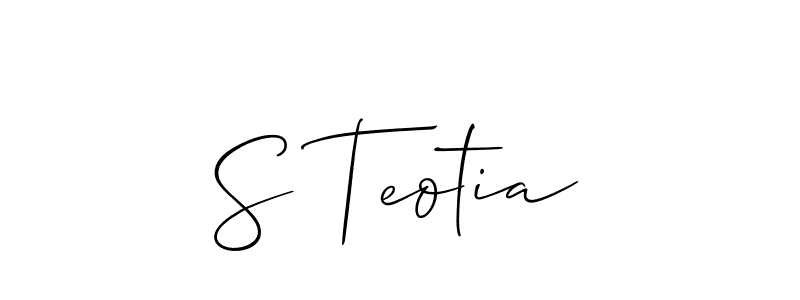 It looks lik you need a new signature style for name S Teotia. Design unique handwritten (Allison_Script) signature with our free signature maker in just a few clicks. S Teotia signature style 2 images and pictures png