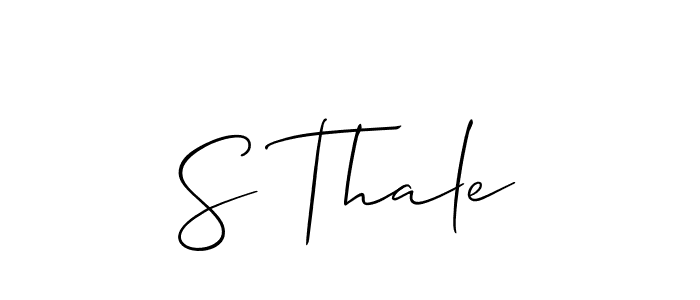 The best way (Allison_Script) to make a short signature is to pick only two or three words in your name. The name S Thale include a total of six letters. For converting this name. S Thale signature style 2 images and pictures png