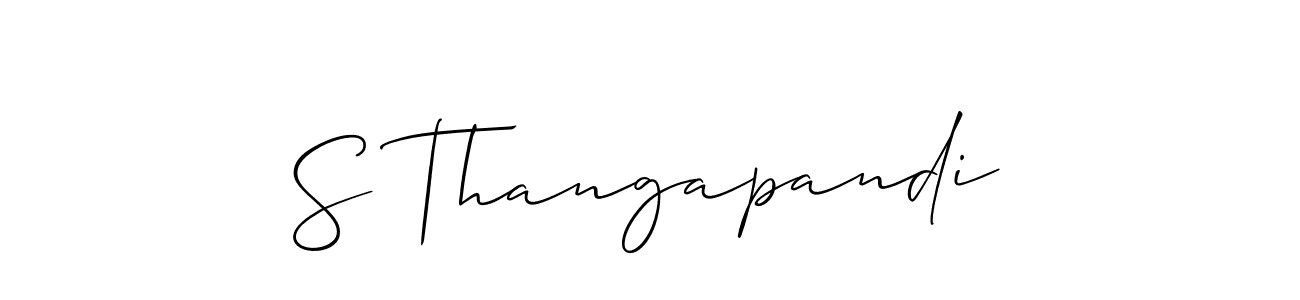 Also You can easily find your signature by using the search form. We will create S Thangapandi name handwritten signature images for you free of cost using Allison_Script sign style. S Thangapandi signature style 2 images and pictures png