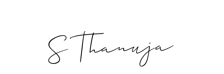 Use a signature maker to create a handwritten signature online. With this signature software, you can design (Allison_Script) your own signature for name S Thanuja. S Thanuja signature style 2 images and pictures png