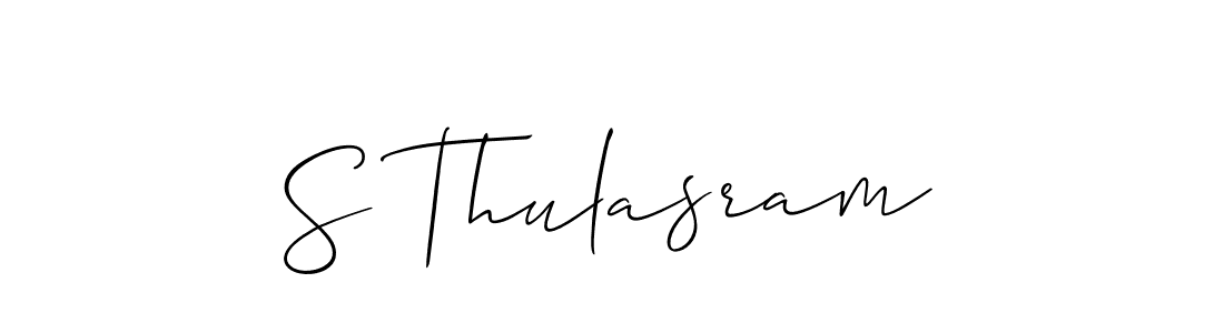 Use a signature maker to create a handwritten signature online. With this signature software, you can design (Allison_Script) your own signature for name S Thulasram. S Thulasram signature style 2 images and pictures png