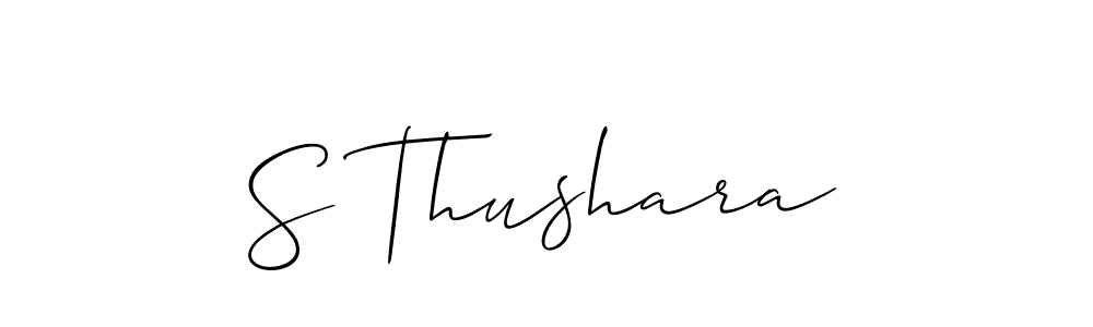 if you are searching for the best signature style for your name S Thushara. so please give up your signature search. here we have designed multiple signature styles  using Allison_Script. S Thushara signature style 2 images and pictures png