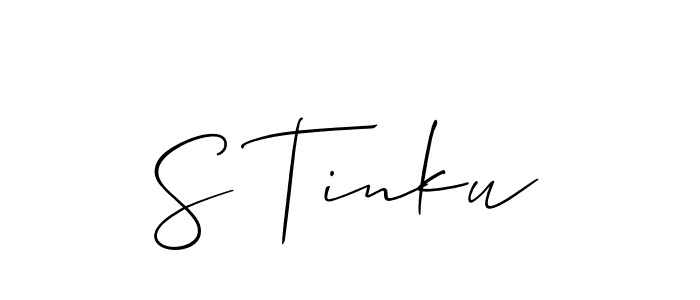 Use a signature maker to create a handwritten signature online. With this signature software, you can design (Allison_Script) your own signature for name S Tinku. S Tinku signature style 2 images and pictures png