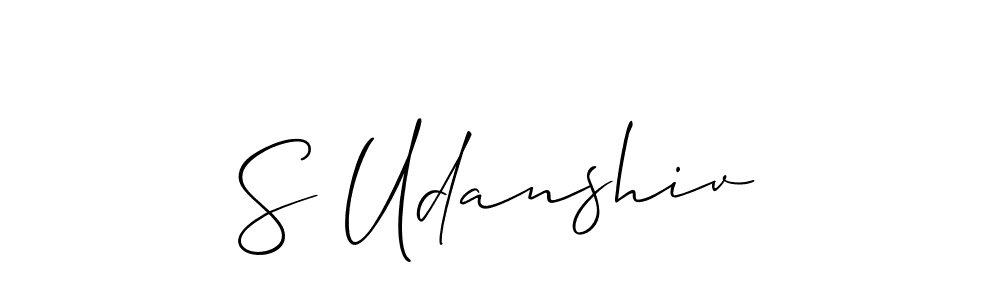 Also You can easily find your signature by using the search form. We will create S Udanshiv name handwritten signature images for you free of cost using Allison_Script sign style. S Udanshiv signature style 2 images and pictures png