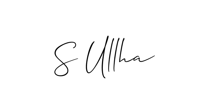 if you are searching for the best signature style for your name S Ullha. so please give up your signature search. here we have designed multiple signature styles  using Allison_Script. S Ullha signature style 2 images and pictures png