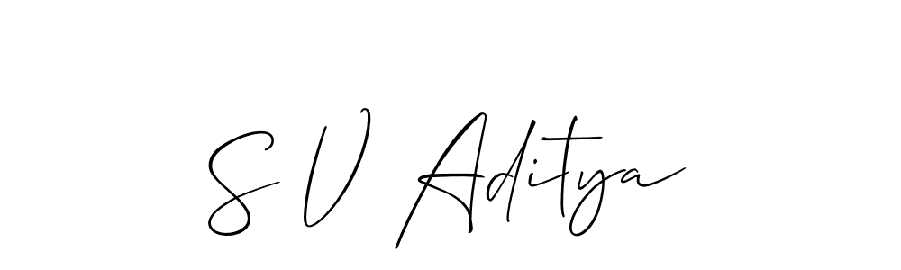 You should practise on your own different ways (Allison_Script) to write your name (S V Aditya) in signature. don't let someone else do it for you. S V Aditya signature style 2 images and pictures png