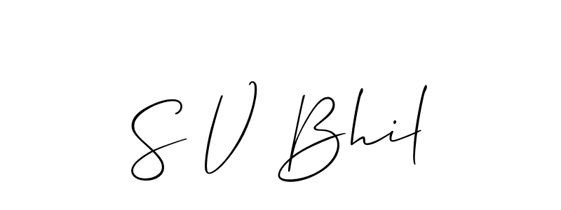 The best way (Allison_Script) to make a short signature is to pick only two or three words in your name. The name S V Bhil include a total of six letters. For converting this name. S V Bhil signature style 2 images and pictures png