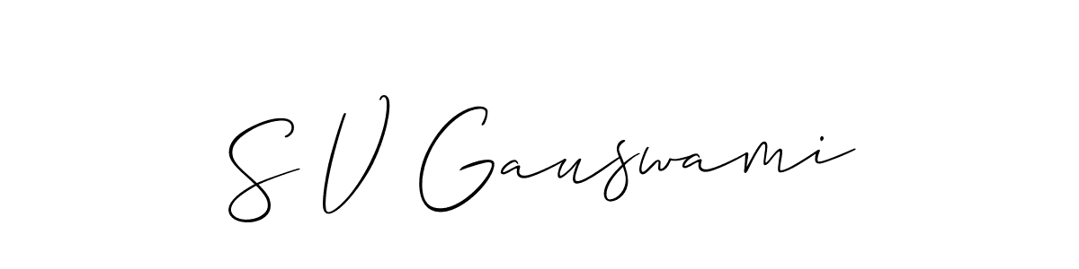Create a beautiful signature design for name S V Gauswami. With this signature (Allison_Script) fonts, you can make a handwritten signature for free. S V Gauswami signature style 2 images and pictures png