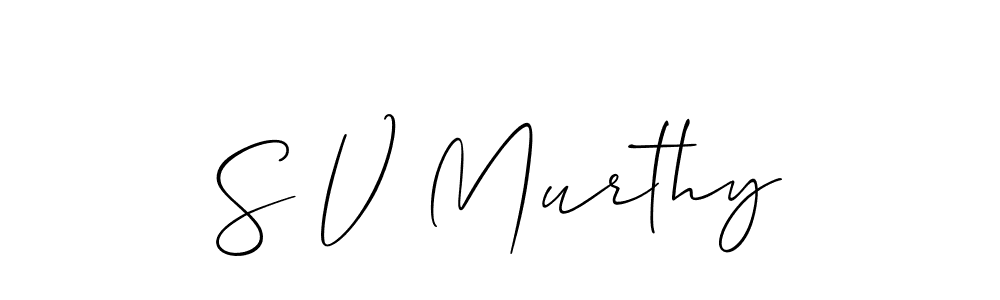 The best way (Allison_Script) to make a short signature is to pick only two or three words in your name. The name S V Murthy include a total of six letters. For converting this name. S V Murthy signature style 2 images and pictures png