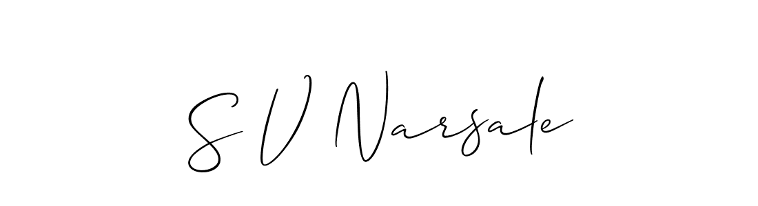 How to make S V Narsale signature? Allison_Script is a professional autograph style. Create handwritten signature for S V Narsale name. S V Narsale signature style 2 images and pictures png