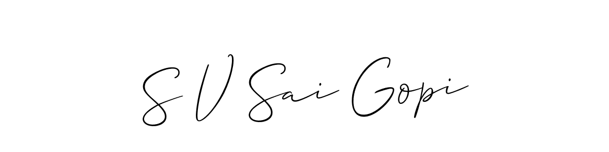 It looks lik you need a new signature style for name S V Sai Gopi. Design unique handwritten (Allison_Script) signature with our free signature maker in just a few clicks. S V Sai Gopi signature style 2 images and pictures png