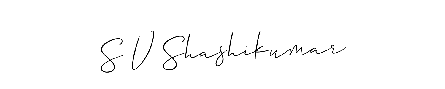 The best way (Allison_Script) to make a short signature is to pick only two or three words in your name. The name S V Shashikumar include a total of six letters. For converting this name. S V Shashikumar signature style 2 images and pictures png