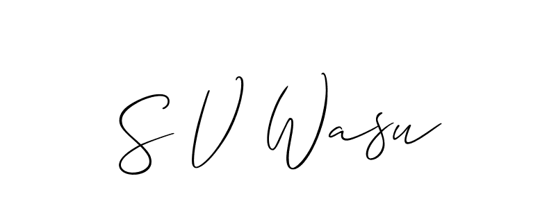 Also You can easily find your signature by using the search form. We will create S V Wasu name handwritten signature images for you free of cost using Allison_Script sign style. S V Wasu signature style 2 images and pictures png