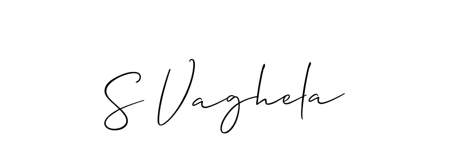 How to make S Vaghela name signature. Use Allison_Script style for creating short signs online. This is the latest handwritten sign. S Vaghela signature style 2 images and pictures png
