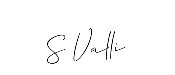 if you are searching for the best signature style for your name S Valli. so please give up your signature search. here we have designed multiple signature styles  using Allison_Script. S Valli signature style 2 images and pictures png