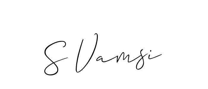 if you are searching for the best signature style for your name S Vamsi. so please give up your signature search. here we have designed multiple signature styles  using Allison_Script. S Vamsi signature style 2 images and pictures png