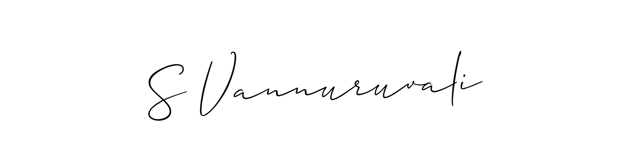 if you are searching for the best signature style for your name S Vannuruvali. so please give up your signature search. here we have designed multiple signature styles  using Allison_Script. S Vannuruvali signature style 2 images and pictures png