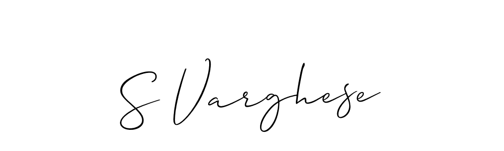 if you are searching for the best signature style for your name S Varghese. so please give up your signature search. here we have designed multiple signature styles  using Allison_Script. S Varghese signature style 2 images and pictures png