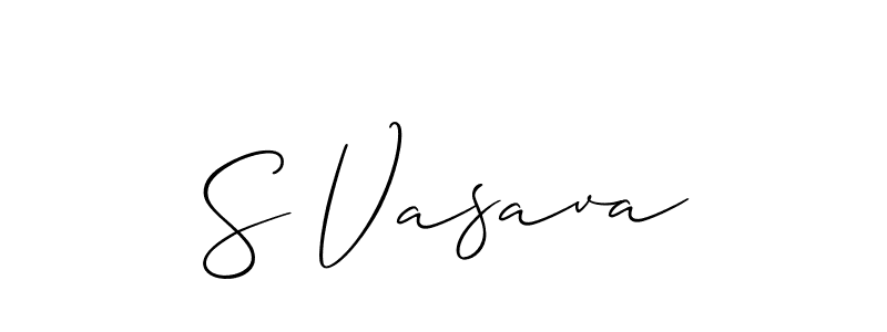 The best way (Allison_Script) to make a short signature is to pick only two or three words in your name. The name S Vasava include a total of six letters. For converting this name. S Vasava signature style 2 images and pictures png