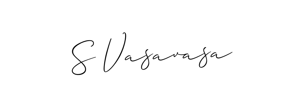 The best way (Allison_Script) to make a short signature is to pick only two or three words in your name. The name S Vasavasa include a total of six letters. For converting this name. S Vasavasa signature style 2 images and pictures png