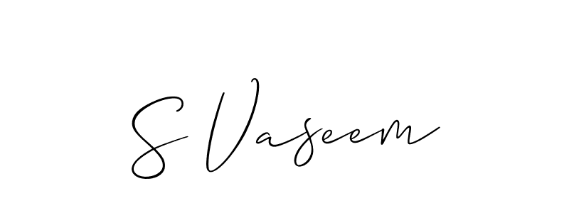 Similarly Allison_Script is the best handwritten signature design. Signature creator online .You can use it as an online autograph creator for name S Vaseem. S Vaseem signature style 2 images and pictures png