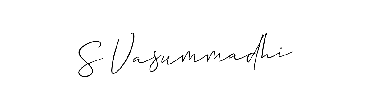 It looks lik you need a new signature style for name S Vasummadhi. Design unique handwritten (Allison_Script) signature with our free signature maker in just a few clicks. S Vasummadhi signature style 2 images and pictures png