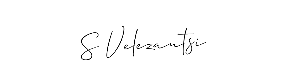 You should practise on your own different ways (Allison_Script) to write your name (S Velezantsi) in signature. don't let someone else do it for you. S Velezantsi signature style 2 images and pictures png