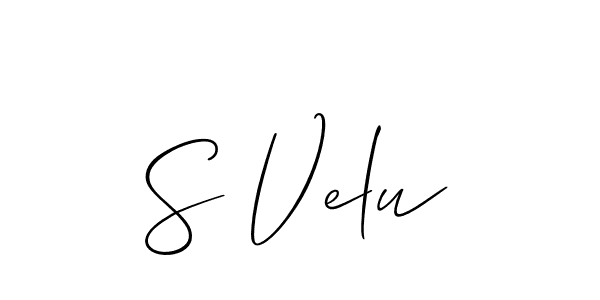 The best way (Allison_Script) to make a short signature is to pick only two or three words in your name. The name S Velu include a total of six letters. For converting this name. S Velu signature style 2 images and pictures png