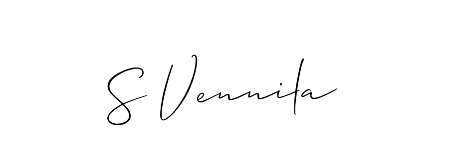 How to make S Vennila name signature. Use Allison_Script style for creating short signs online. This is the latest handwritten sign. S Vennila signature style 2 images and pictures png