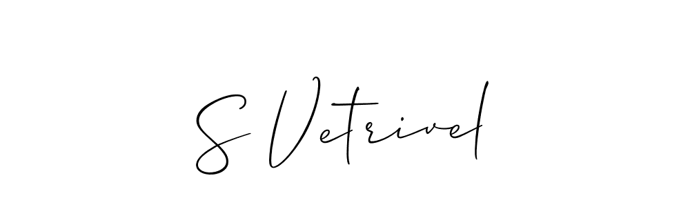 Use a signature maker to create a handwritten signature online. With this signature software, you can design (Allison_Script) your own signature for name S Vetrivel. S Vetrivel signature style 2 images and pictures png