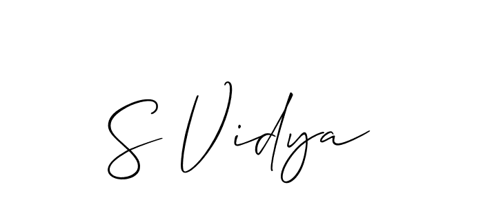 It looks lik you need a new signature style for name S Vidya. Design unique handwritten (Allison_Script) signature with our free signature maker in just a few clicks. S Vidya signature style 2 images and pictures png