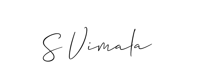 How to make S Vimala name signature. Use Allison_Script style for creating short signs online. This is the latest handwritten sign. S Vimala signature style 2 images and pictures png