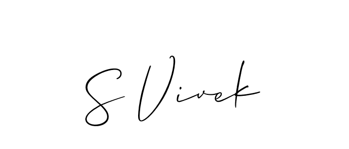 if you are searching for the best signature style for your name S Vivek. so please give up your signature search. here we have designed multiple signature styles  using Allison_Script. S Vivek signature style 2 images and pictures png