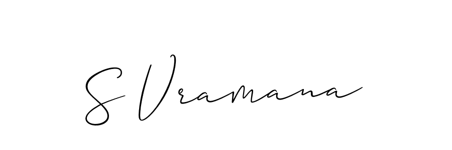 Use a signature maker to create a handwritten signature online. With this signature software, you can design (Allison_Script) your own signature for name S Vramana. S Vramana signature style 2 images and pictures png