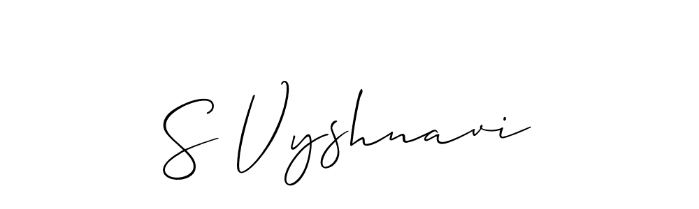 Also we have S Vyshnavi name is the best signature style. Create professional handwritten signature collection using Allison_Script autograph style. S Vyshnavi signature style 2 images and pictures png