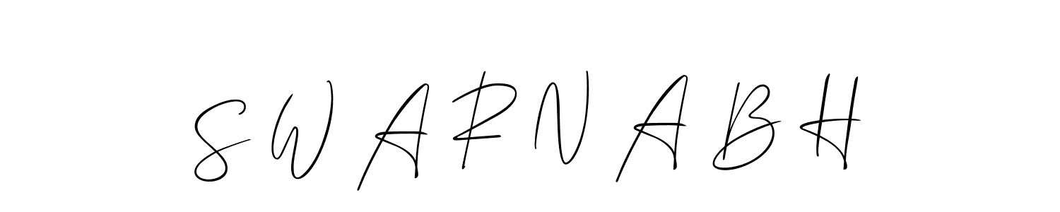 This is the best signature style for the S W A R N A B H name. Also you like these signature font (Allison_Script). Mix name signature. S W A R N A B H signature style 2 images and pictures png