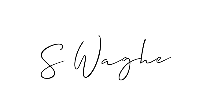 if you are searching for the best signature style for your name S Waghe. so please give up your signature search. here we have designed multiple signature styles  using Allison_Script. S Waghe signature style 2 images and pictures png
