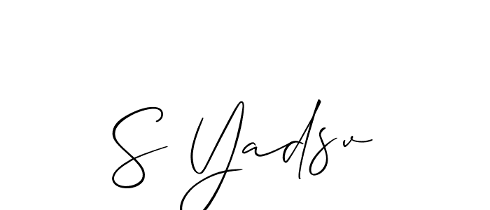 Also You can easily find your signature by using the search form. We will create S Yadsv name handwritten signature images for you free of cost using Allison_Script sign style. S Yadsv signature style 2 images and pictures png