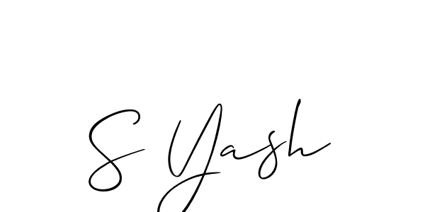 The best way (Allison_Script) to make a short signature is to pick only two or three words in your name. The name S Yash include a total of six letters. For converting this name. S Yash signature style 2 images and pictures png