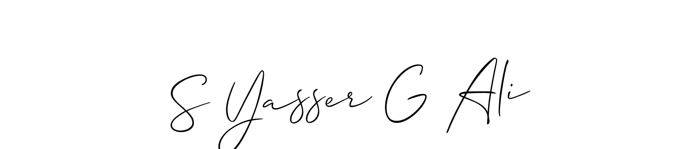 Make a short S Yasser G Ali signature style. Manage your documents anywhere anytime using Allison_Script. Create and add eSignatures, submit forms, share and send files easily. S Yasser G Ali signature style 2 images and pictures png