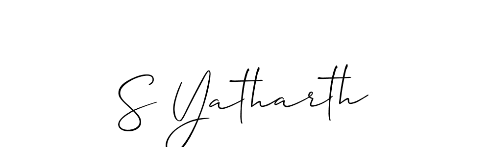 The best way (Allison_Script) to make a short signature is to pick only two or three words in your name. The name S Yatharth include a total of six letters. For converting this name. S Yatharth signature style 2 images and pictures png