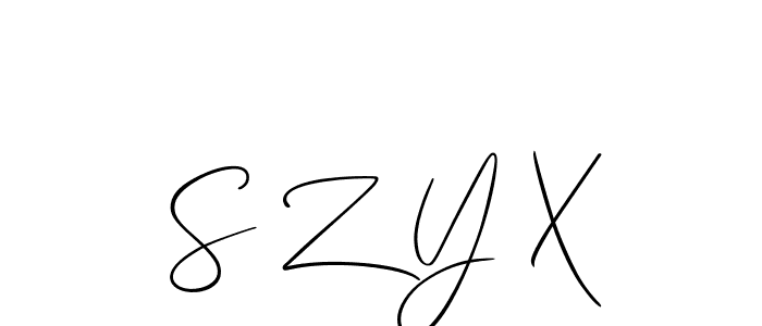 The best way (Allison_Script) to make a short signature is to pick only two or three words in your name. The name S Z Y X include a total of six letters. For converting this name. S Z Y X signature style 2 images and pictures png
