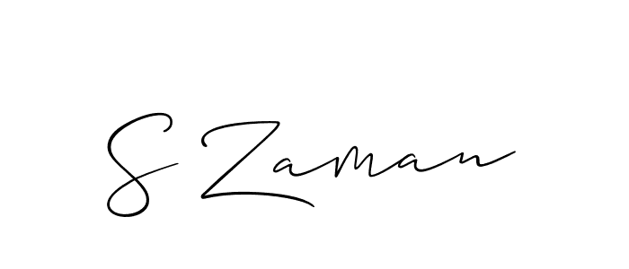 The best way (Allison_Script) to make a short signature is to pick only two or three words in your name. The name S Zaman include a total of six letters. For converting this name. S Zaman signature style 2 images and pictures png