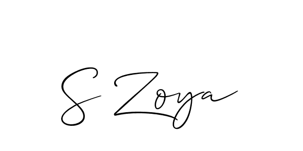 Make a short S Zoya signature style. Manage your documents anywhere anytime using Allison_Script. Create and add eSignatures, submit forms, share and send files easily. S Zoya signature style 2 images and pictures png